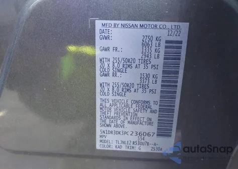 2023 Nissan Pathfinder Platinum 4Wd from USA, damaged, VIN 5N1DR3DK3PC236067